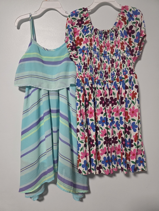 1989 Place Other - Girls' Floral Smocked Dress and Aqua Stripe Sundress - Bundle
